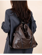 Women's Casual Tote Handbags Pu Leather Zipper Outer Pockets Backpack Crossbody