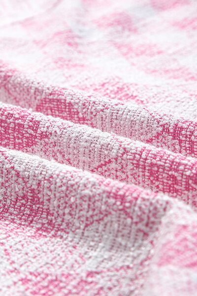 Women's Shacket Pink Geometric Print Textured Flap Pockets Long Sleeve Outwear 29a15cfc-a211-46a2-b59e-e0117308ca26-Min Trendsi