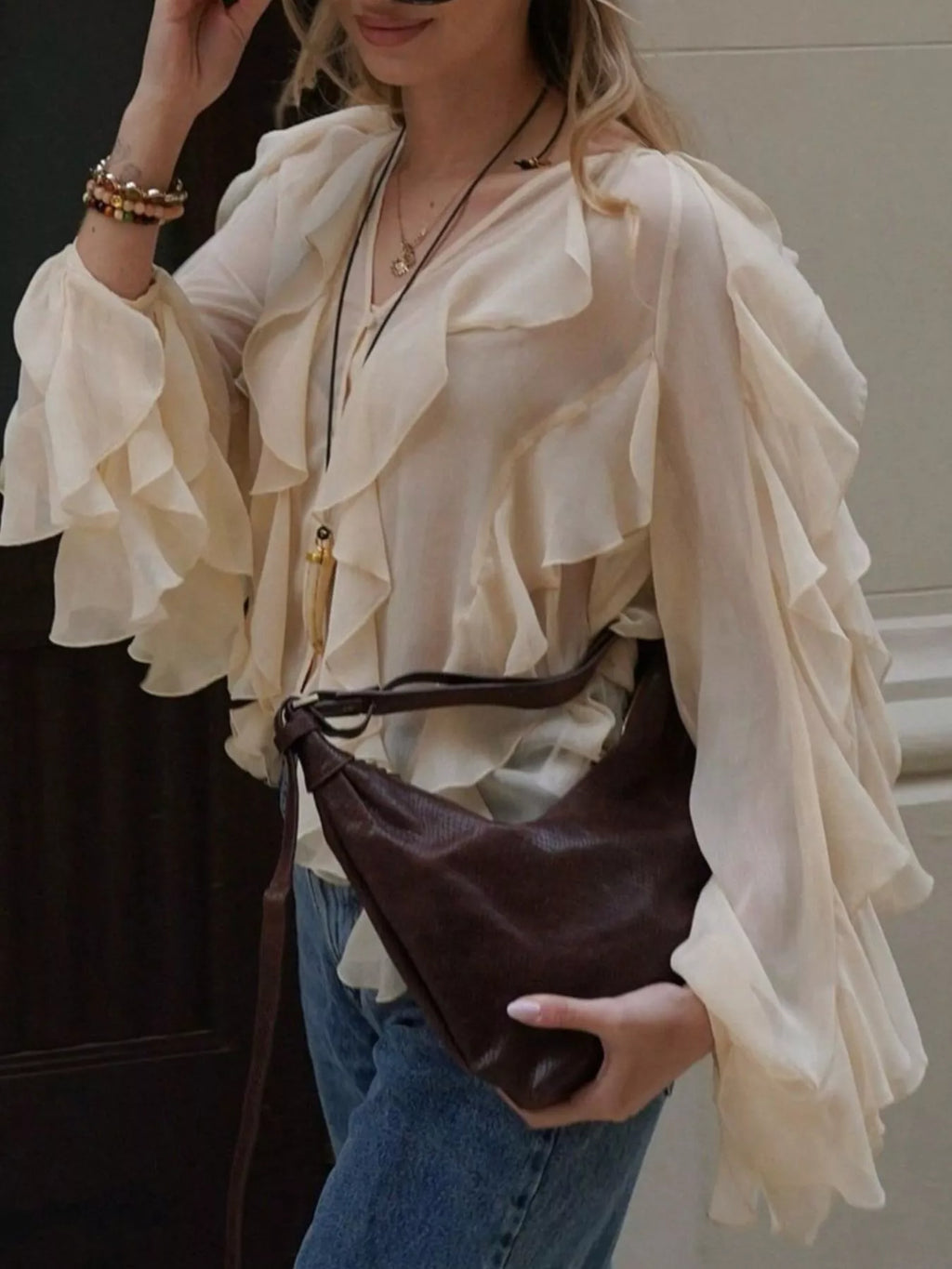 Womens Blouse Ruffled Layered Sheer Long Sleeve Top 29b4ad8c-237b-46a8-8af8-54c3febcd05c-Max-Origin Trendsi