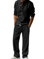 Men's Outfit Set Button Up Shirt Long Sleeve Lightweight and Pants Two-piece 29cfcfff85014a6b8afdebb358e1023b-Max-Origin Trendsi