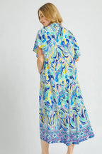 Umgee Midi Dress Paisley Printed Pastel Blue Short Sleeve Tiered Oversized 29d1e1f9-f074-4454-ad63-f12ee585ef19-Max-Origin Trendsi