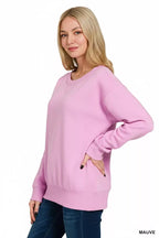 Zenana Fleece Sweatshirt Womens Mauve Boat Neck Long Sleeve Pullover 29d6027f-3a6b-4ade-a93c-4d0714432473-Max-Origin Trendsi
