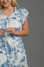 Umgee Midi Dress Sky Blue Landscape Print Ruffle Short Sleeve S-2XL 29dd2e8a-537a-4a31-a059-66926e315ce5-Max Trendsi