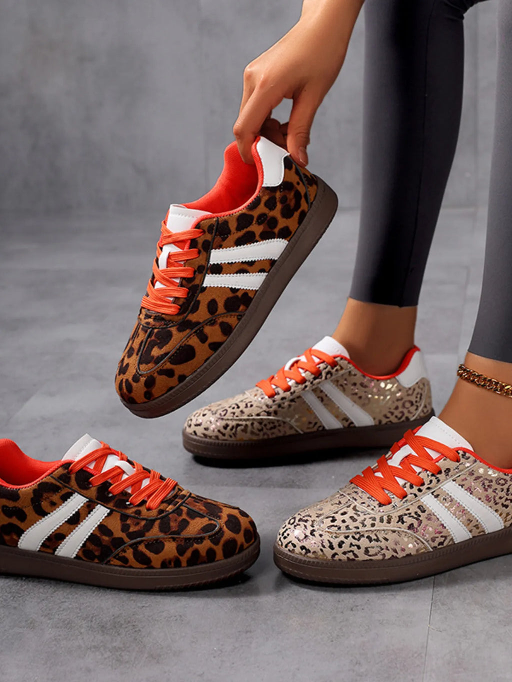 Women's Sneakers Leopard Print Stripe Detail Lace-up Pu Leather Rubber Shoes 29f9cf3fff00413d99adb8f4dbb18359-Max-Origin Trendsi