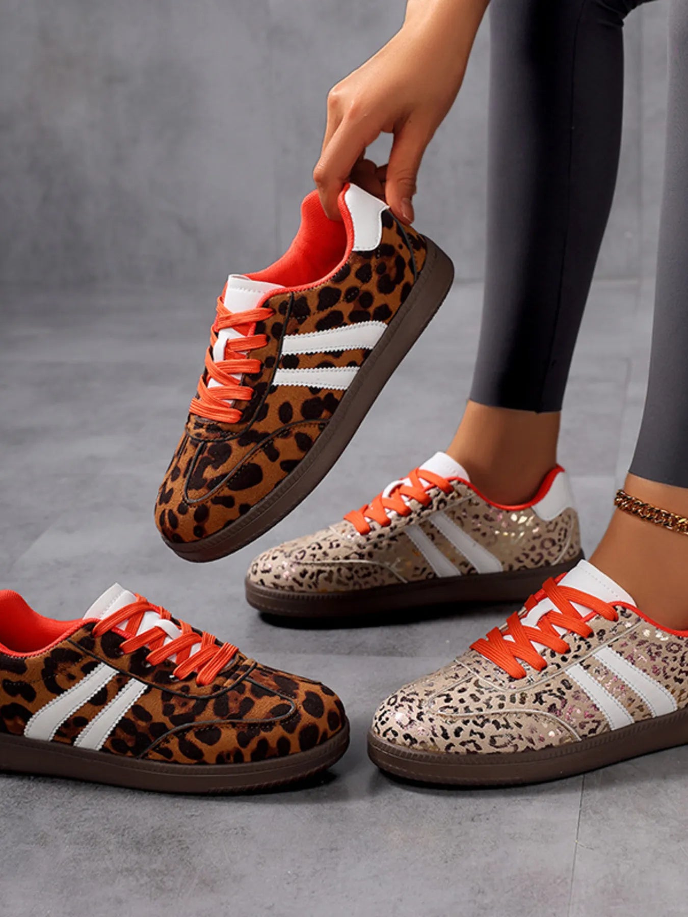 Women's Sneakers Leopard Print Stripe Detail Lace-up Pu Leather Rubber Shoes 29f9cf3fff00413d99adb8f4dbb18359-Max-Origin Trendsi