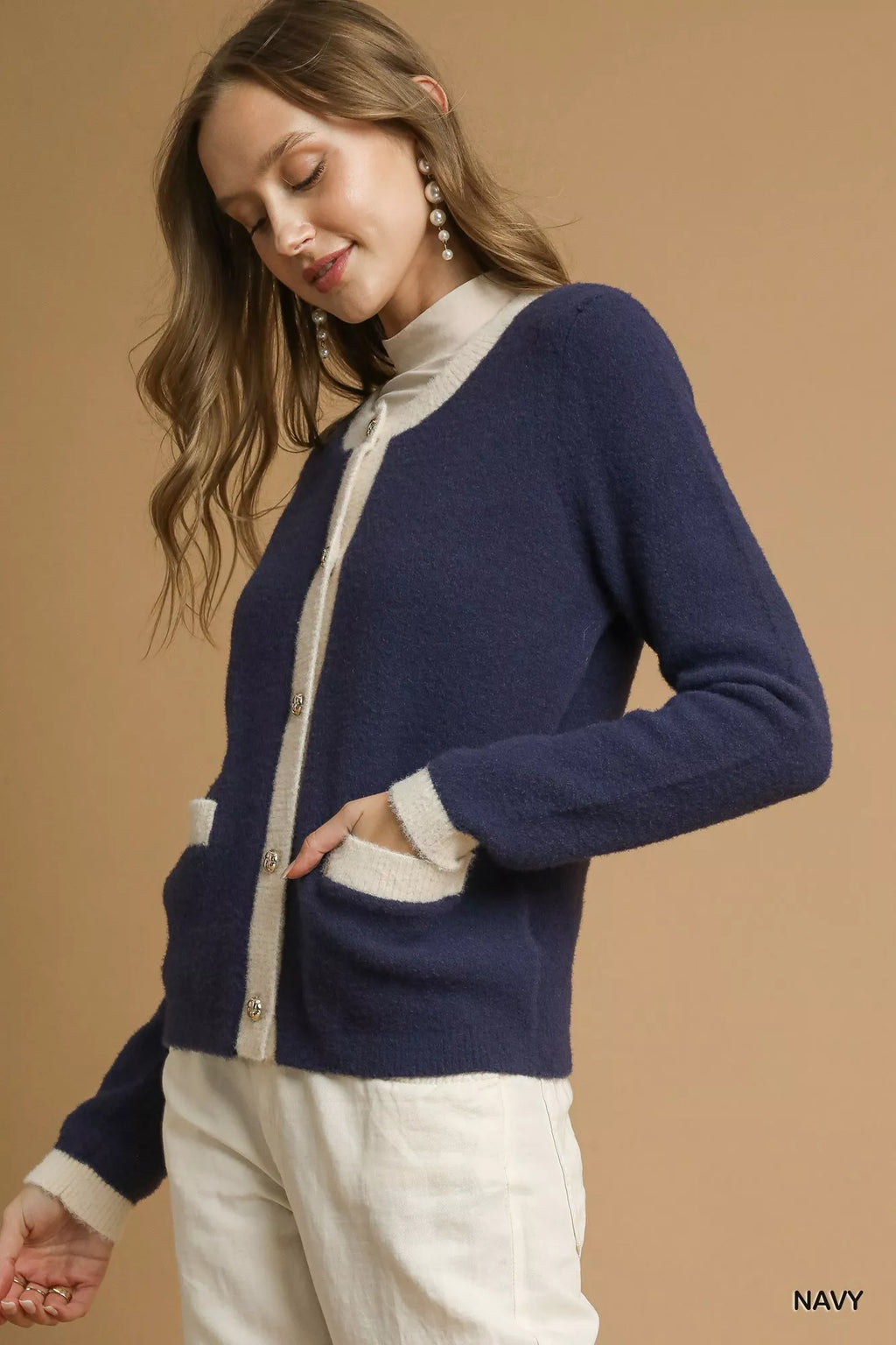 Umgee Cardigan Navy Two-Tone Button Front Long Sleeve 29fa7eed-8b1c-400c-b32e-ed16303a534a-Max-Origin Trendsi