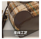 Women's Bucket Crossbody Bag Mini Drwastring Woven Plaid Pu leather Handbags