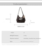 Women's Large Shoulder Bags Pu Leather Black Outer Zip Pocket Casual Handbag