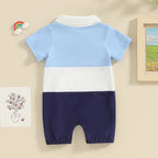 Newborn 0-18 Baby Jumpsuit Casual Color Blocking Shirt Cotton Comfortable For Boys