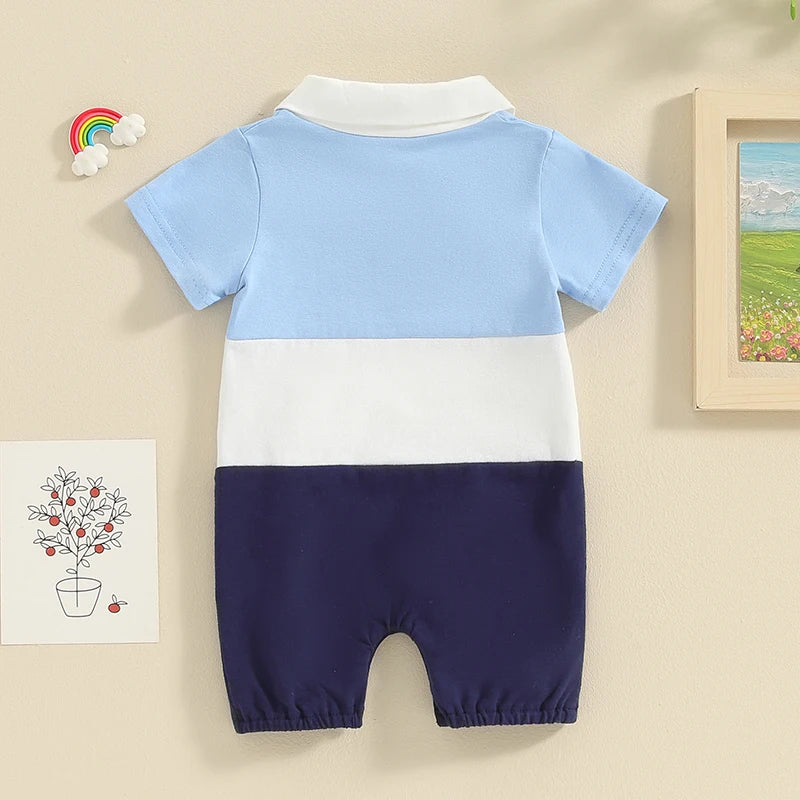 Newborn 0-18 Baby Jumpsuit Casual Color Blocking Shirt Cotton Comfortable For Boys