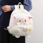 Plush Sheep Backpack White Cute Soft Small Children Cartoon Zipper Shoulder Bag