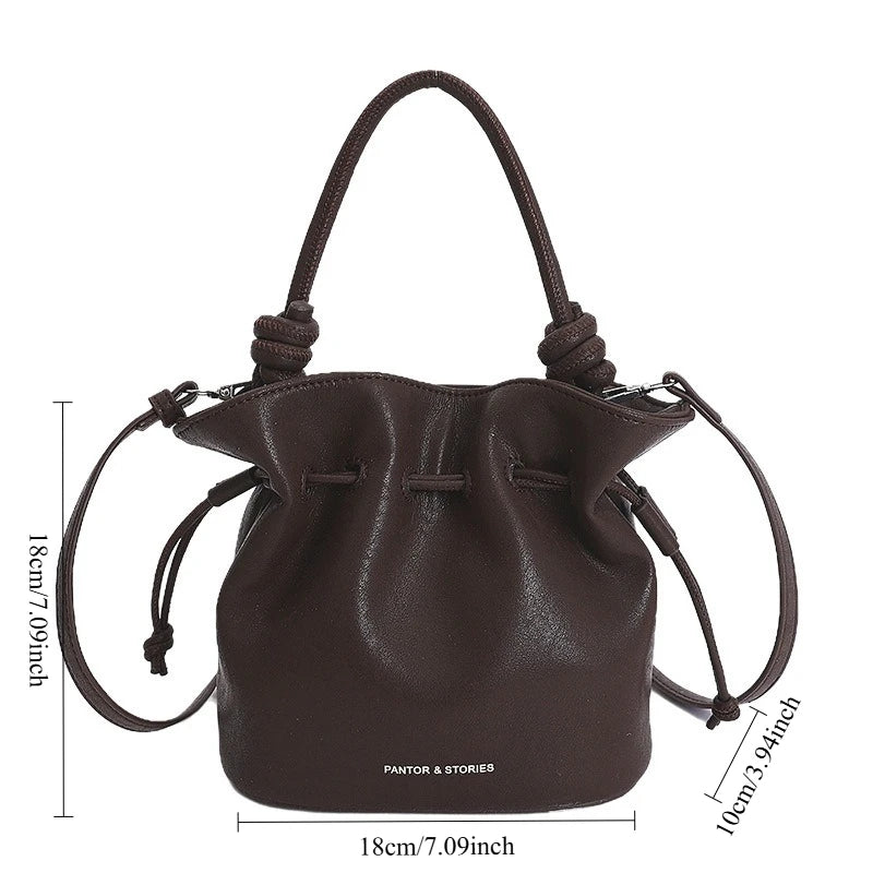 Drawstring Bucket Women's Mini Casual Fashion Crossbody Bag Pu Leather
