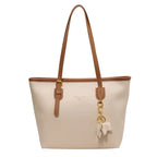 Women's Casual Shoulder Bag Large Zipper Pu Leather Contrast Tote Handbags