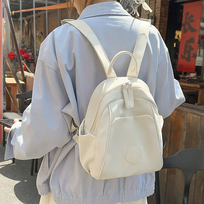 Casual Mini Nylon Backpack Bag Women's Simple Solid Casual Lightweight Schoolbags