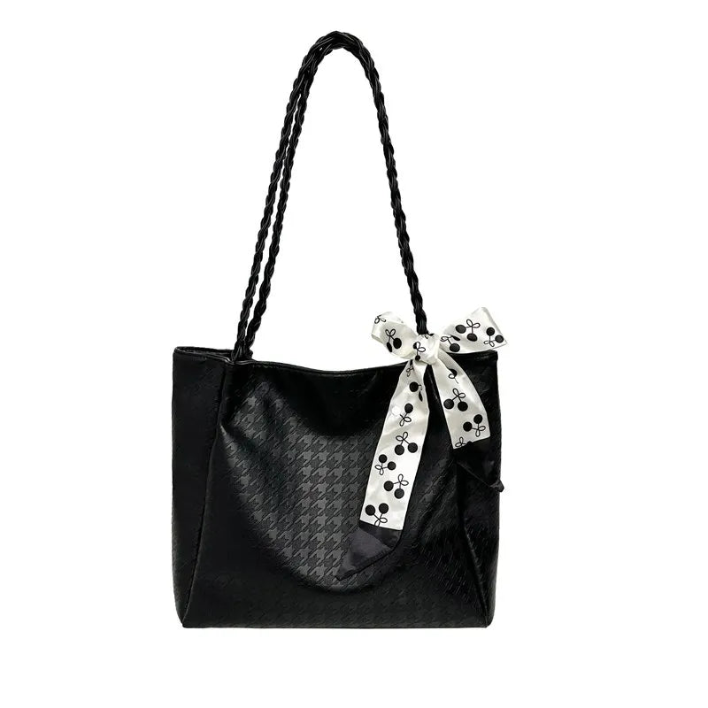 Women's Large Tote Handbag Braided Handle Large PU Leather Zipper Purses