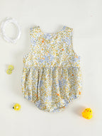Cute Duck Embroidered Pattern Baby Girl Romper Multicolor Sleeveless Jumpsuit 0-18M