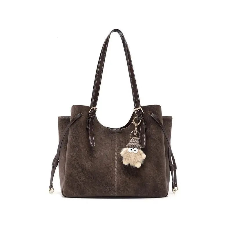 Casual Retro Women's Tote Bag Fashionable Adjustable Strap Medium Handbag Brown