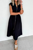Maxi Dress Black Zip-Front Sleeveless Pocketed Oversized Ruffle 2a1de0d8-bfa8-45c6-b3a0-2a9e959741bc-Max-Origin Trendsi