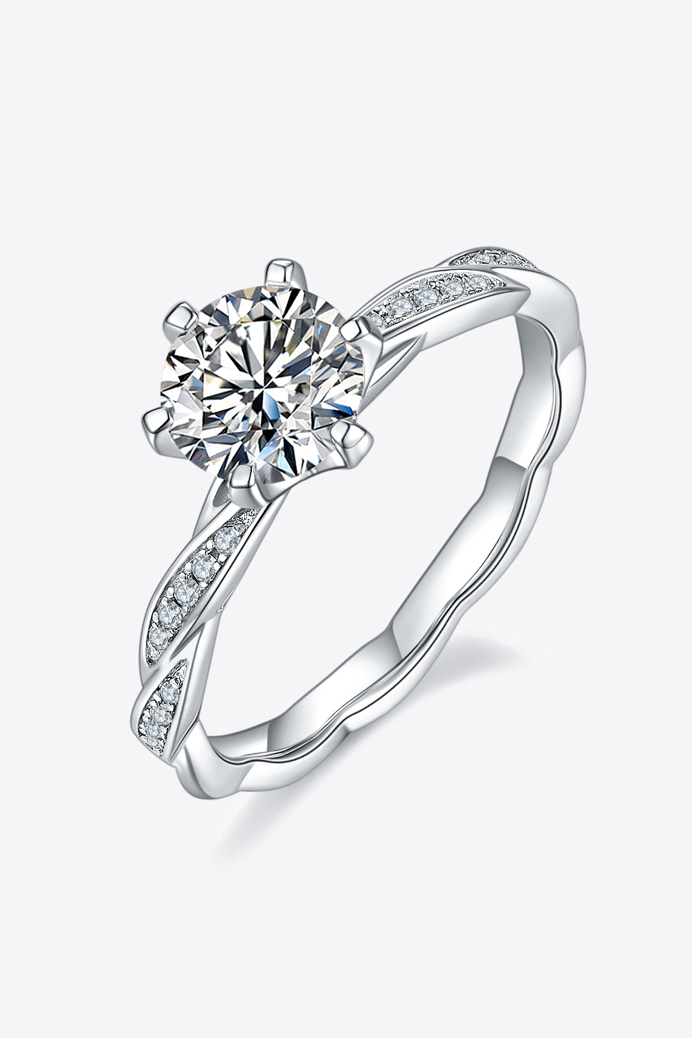 Murray Silver Ring 1 Carat Moissanite Stone 925 Sterling Platinum-plated with Box Silver 2a31b69d03c240459c39b6ca31696760-Max Trendsi