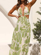 Maxi Sleeveless Dress Light Green Cutout V Neck Floral Tropical Print Backless 2a32f39c-2d7b-4208-bfe5-784eb15b72f0-Max-Origin Trendsi
