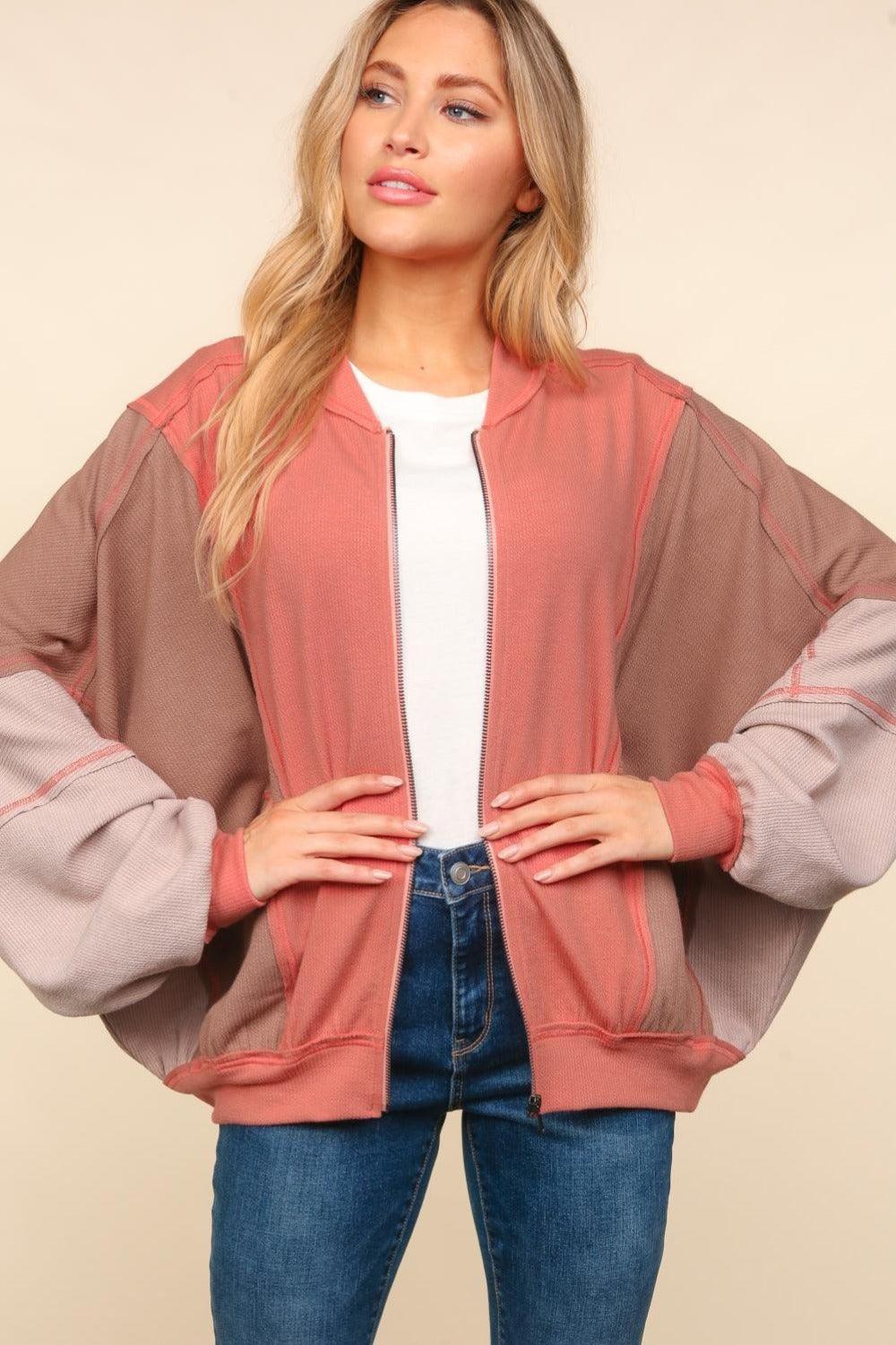 Haptics Bomber Jacket USA Stock Zip Up Color Block with Side Pockets 2a3ba0f8-fc2f-448c-a3e5-16987aa7e664-Max Trendsi