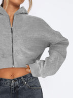 Cropped Jacket Viscose Zip Up Long Sleeve Hooded Outwear 2a622106-780b-4635-b8a6-74f868417cae-Max Trendsi