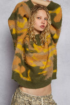 POL Womens Knit Sweater Olive Multi Abstract Colorblock Pattern Mock Neck 2a86a18c-63e0-4054-9600-9c9a8c35ed02-Max-Origin Trendsi