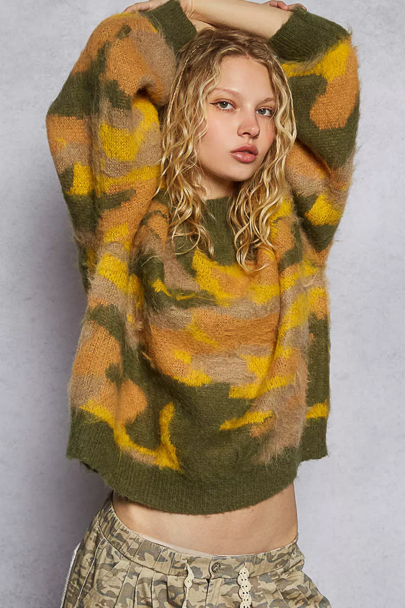 POL Womens Knit Sweater Olive Multi Abstract Colorblock Pattern Mock Neck 2a86a18c-63e0-4054-9600-9c9a8c35ed02-Max-Origin Trendsi