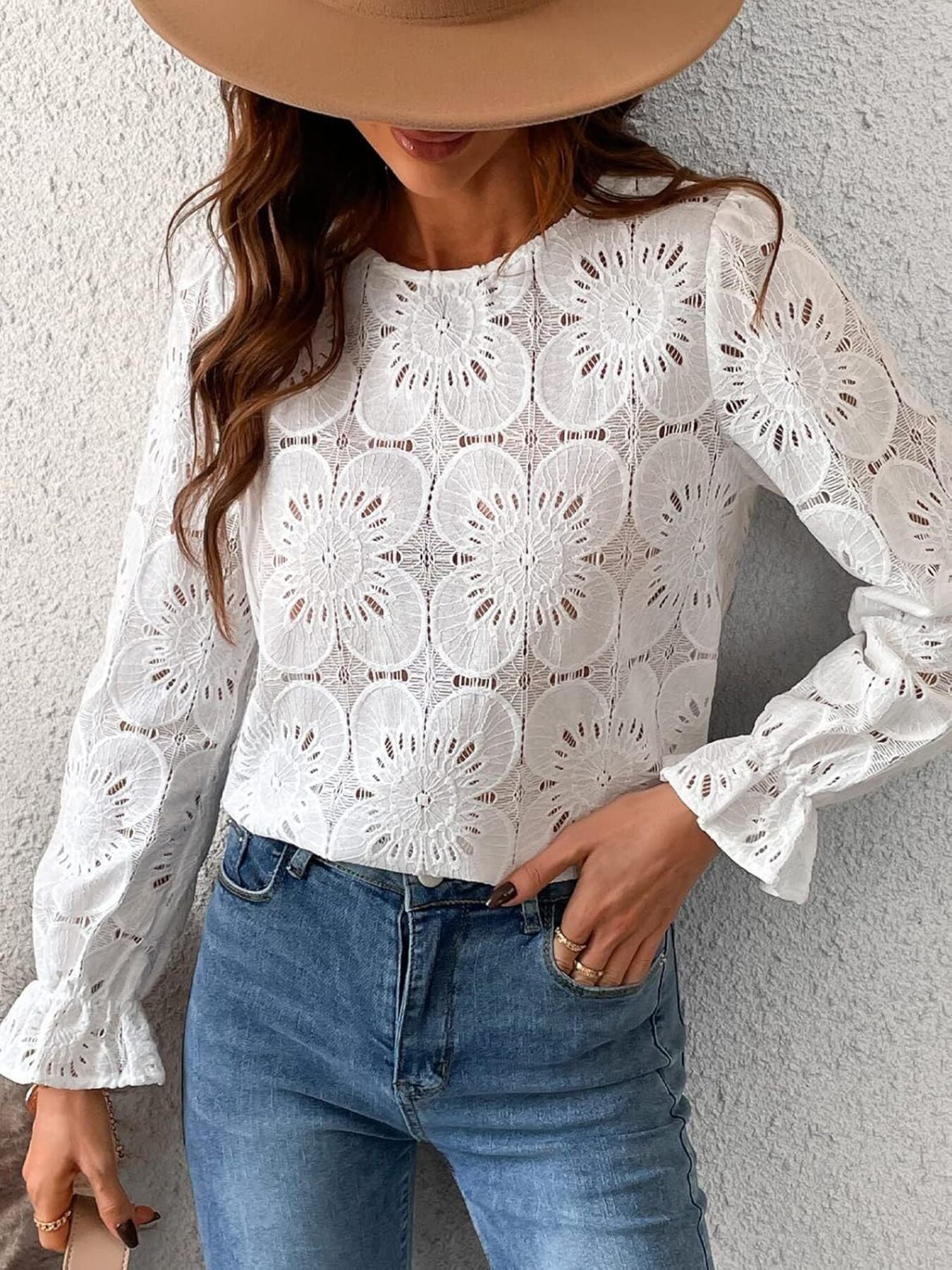 Floral Eyelet Embroidered Blouse