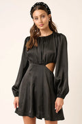 Mittoshop Mini Dress Black Satin Side Cutout Detail Long Sleeve BLACK 2ad7cab9005d4b3a85692fbcf0b2b37d-Max-Origin Trendsi