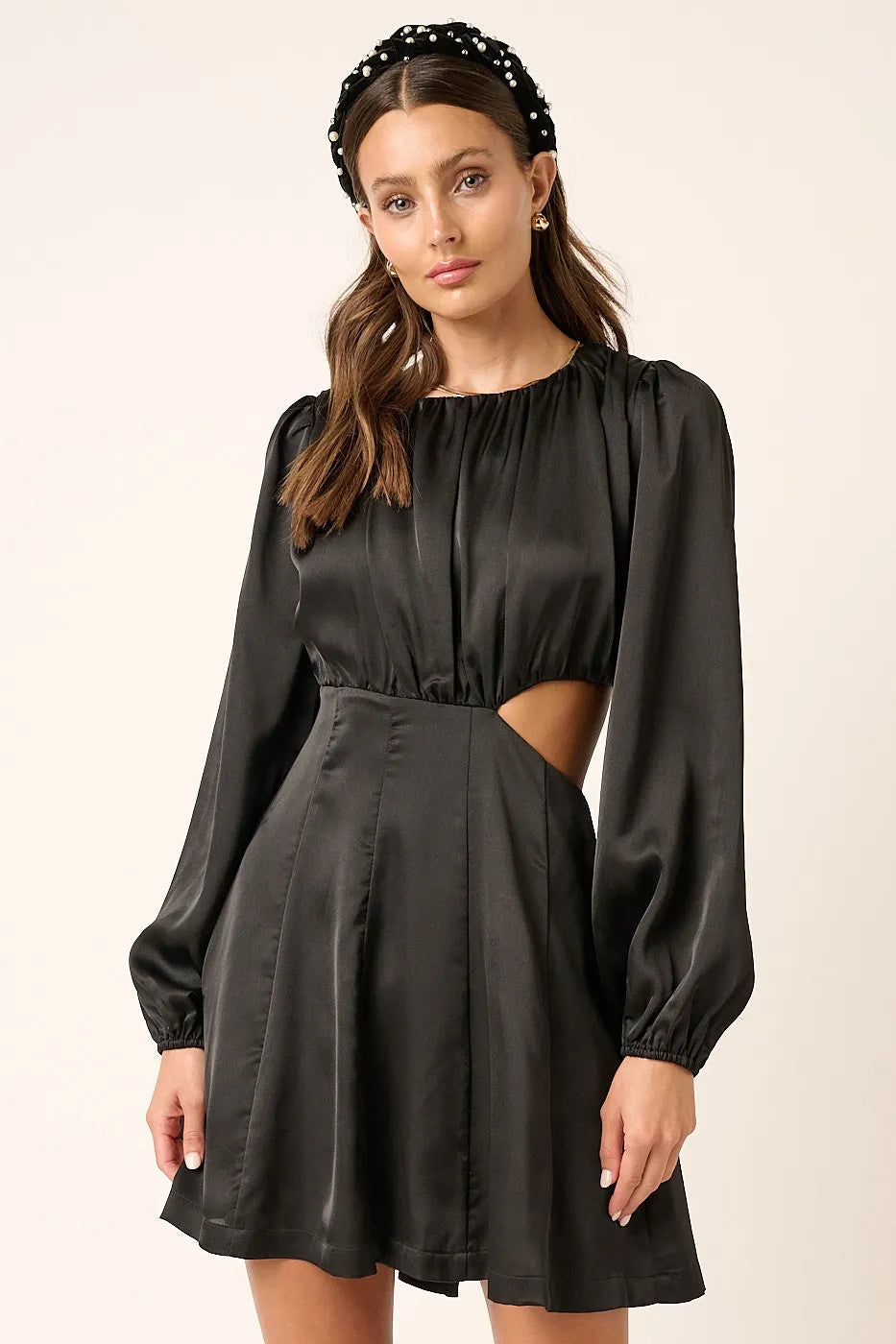 Mittoshop Mini Dress Black Satin Side Cutout Detail Long Sleeve BLACK 2ad7cab9005d4b3a85692fbcf0b2b37d-Max-Origin Trendsi