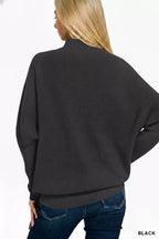 Zenana Womens Viscose Sweater Black Dolman Long Sleeve Mock Neck 2add3d93-12f6-48f0-bb97-9e5a2d9362c0-Max-Origin Trendsi
