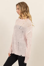 Knit Sweater Top US HYFVE Distressed Long Sleeve Knitwear 2ae3015b-64f6-4ebb-a8ad-cff3ddfb0892-Max Trendsi