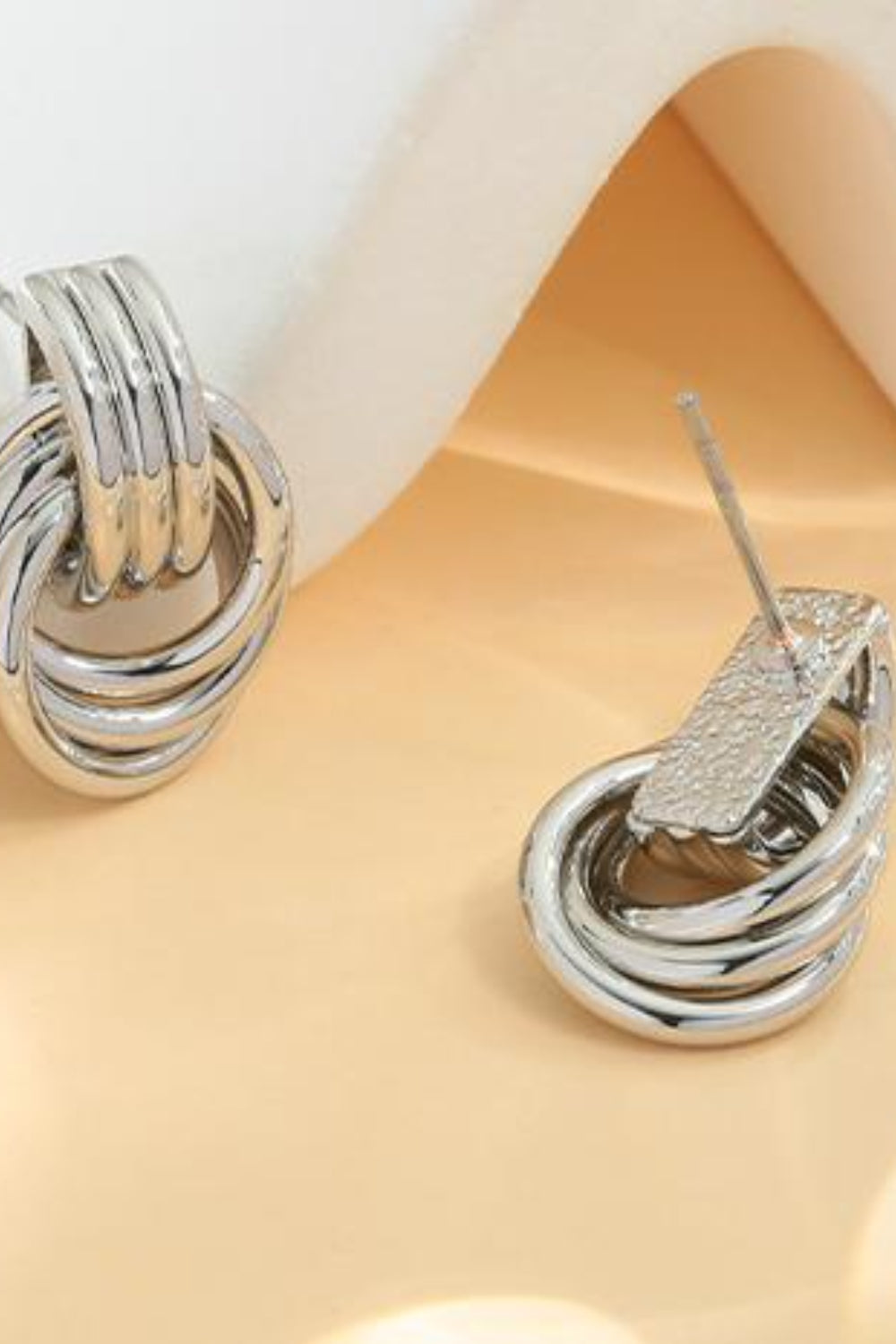 Knotted Stud Earrings Gold-Plated 925 sterling silver Copper Jewelry Silver One Size 2b35e431-1053-4b93-94d6-9bbe7f70cd02-Max Trendsi