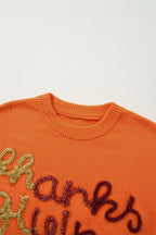 THANKSGIVING Women Sweater Round Neck Long Sleeve Orange Pullover 2b39a34e6e3642af9becb9dcd9ceb554-Max Trendsi