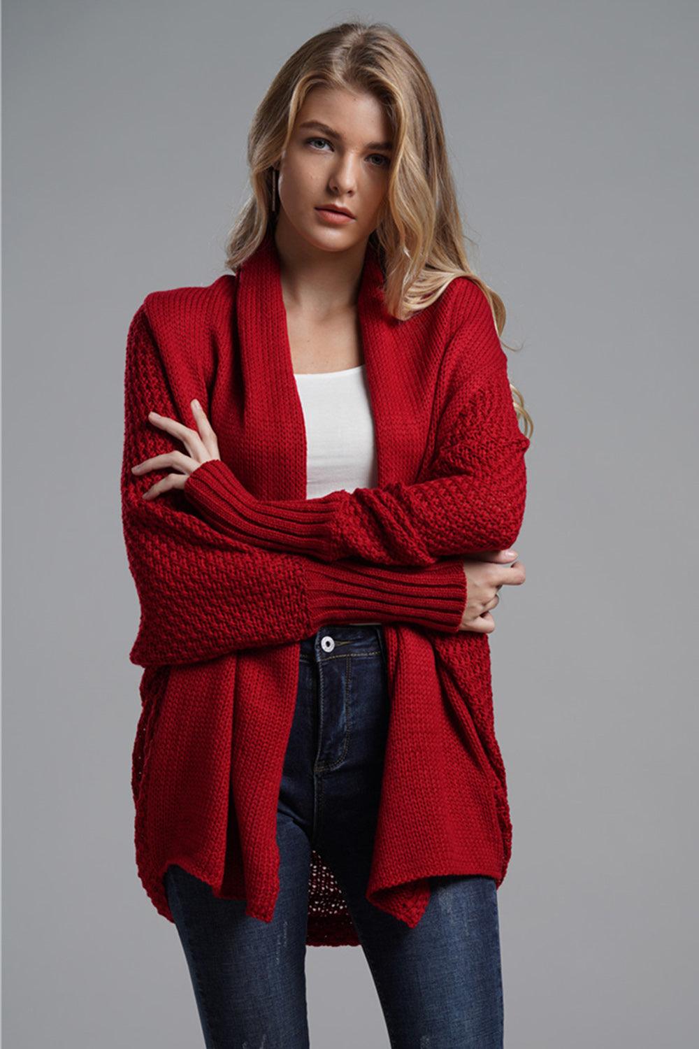 Knit Cardigan Oversized Batwing Long Sleeve Open for Women