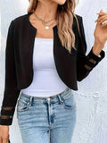 Black Jacket Open Front Long Sleeve Cropped Basic Outwear Black 2b4ef86c-8470-4960-bad1-bb9a2503d010-Max Trendsi