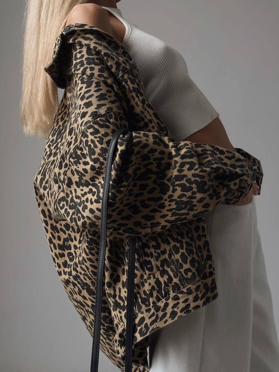 Leopard Denim Shirt Cotton Women Button Up Long Sleeve Top 2b58f056-a037-4d60-8dca-a844f2026dee-Max Trendsi