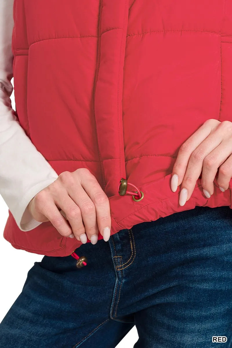 Zenana Womens Vest Red Quilted High Neck Zip-Up Coat 2b5a2065fc4e4b08966a59c52febab44-Max-Origin Trendsi