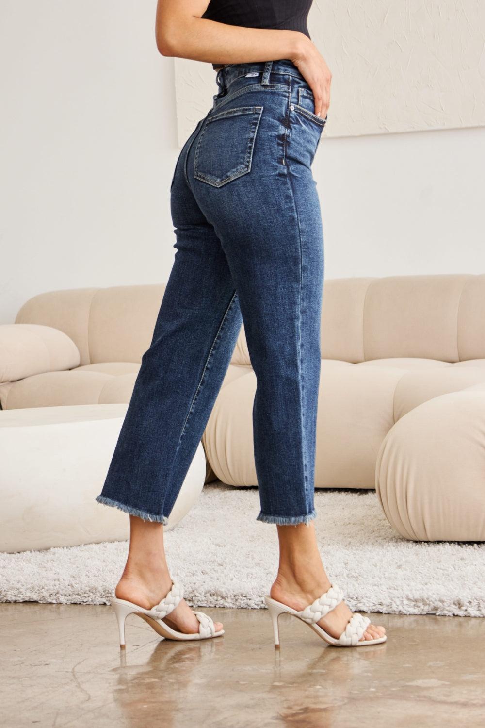 Plus Size Tummy Control High Waist Raw Hem Jeans Denim Pants 2b5b4fae-c081-4bb4-b195-ee8454b38c21-Max Trendsi