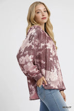 Umgee Blouse Metallic Fabric with Balloon Long Sleeves Oversized Top 2b6b270c-989a-4c86-b6ae-2574edc73ded-Max-Origin Trendsi