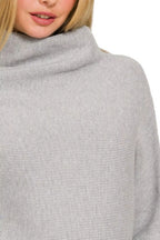 Zenana Womens Sweater Gray Viscose Dolman Sleeve Mock Neck Oversized 2b76b796-c2e6-4e05-9e5a-a4033c4b5149-Max-Origin Trendsi