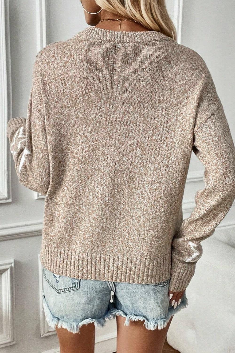 Star Sweater Round Neck Dropped Shoulder Knitwear