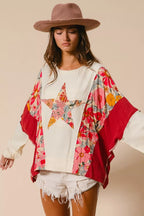 BiBi Sweatshirt Floral Print Mixed Star Patch Round Neck Top 2bd518cffd9b452fbfdad79543b9b678-Max-Origin Trendsi