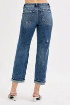 RISEN Boyfriend JeansWomen's Low Rise Cropped Dark Wash Denim Pants 2bf0a27bbf9e48e59a6a71cffb675da4-Max-Origin Trendsi