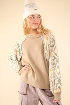 VERY J Printed Long Sleeve Round Neck Knit Top 2c04b5c9-0d0d-492b-94b0-7bcb083ee43b-Max Trendsi