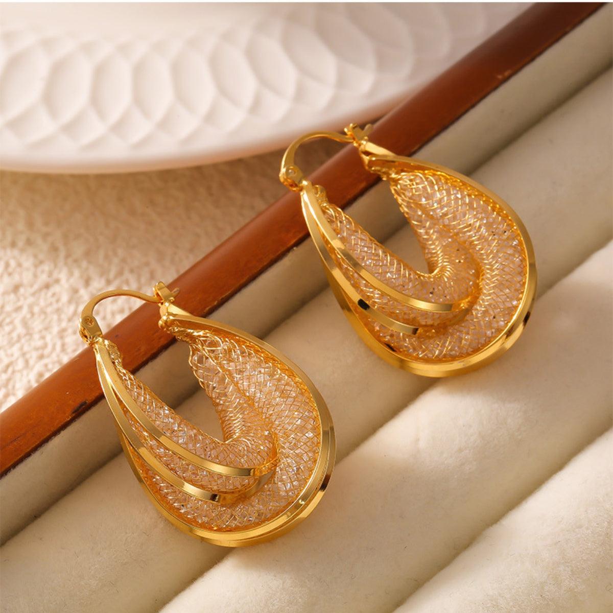 Earrings 18K gold-plated Copper Glass Stone U Shape Jewelry 2c0d7a12-c7b3-4090-bab9-364268375531-Max Trendsi