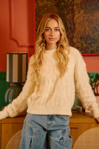 BiBi Womens Sweater Checker Ivory Board Drop Shoulder Knit Pullover 2c2698550d414ef2bed5706d891efbdd-Max-Origin Trendsi