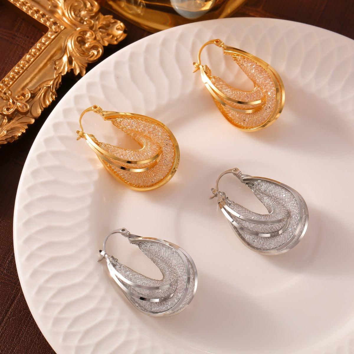 Earrings 18K gold-plated Copper Glass Stone U Shape Jewelry 2c40a418-578c-4205-9693-e51e90ef7eee-Max Trendsi