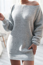 Mini Sweater Dress Boat Neck Long Sleeve Soft Acrylic Knit Basic Solid Style 2c65b1d9-db29-4b8f-ac91-f3dc16117ddd-Max Trendsi